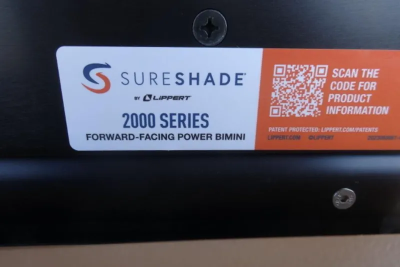 Slide: The Image of QR code label for SureShade 2000 Series Power Bimini on 2026 Harris Solstice 250. - 12