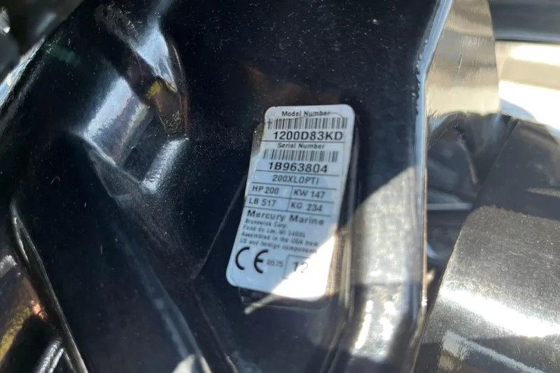 Slide: The Image of Close-up of a Mercury Marine engine label on a 2013 Lund 1875 Pro-V IFS boat. - 29