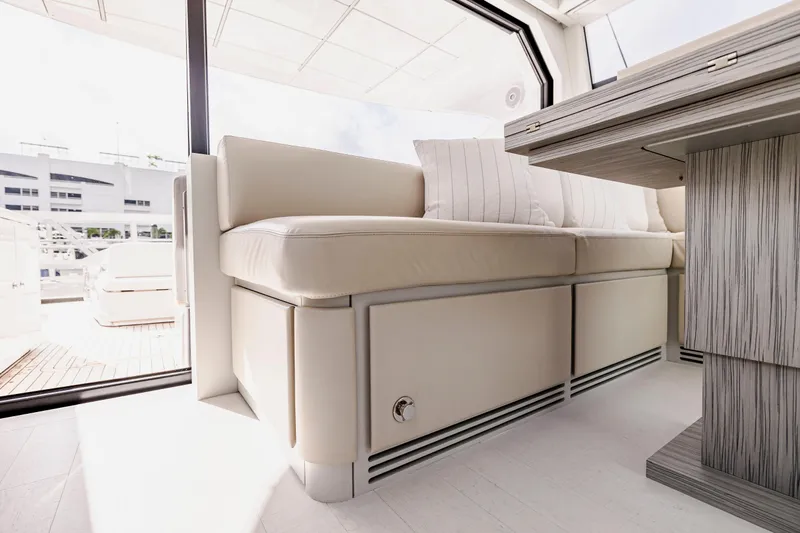 Slide: The Image of Luxurious interior of 2021 Pershing 62 yacht with elegant seating and modern design. - 41