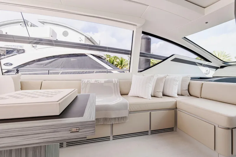 Slide: The Image of Luxurious interior of 2021 Pershing 62 yacht with elegant seating and modern design. - 43