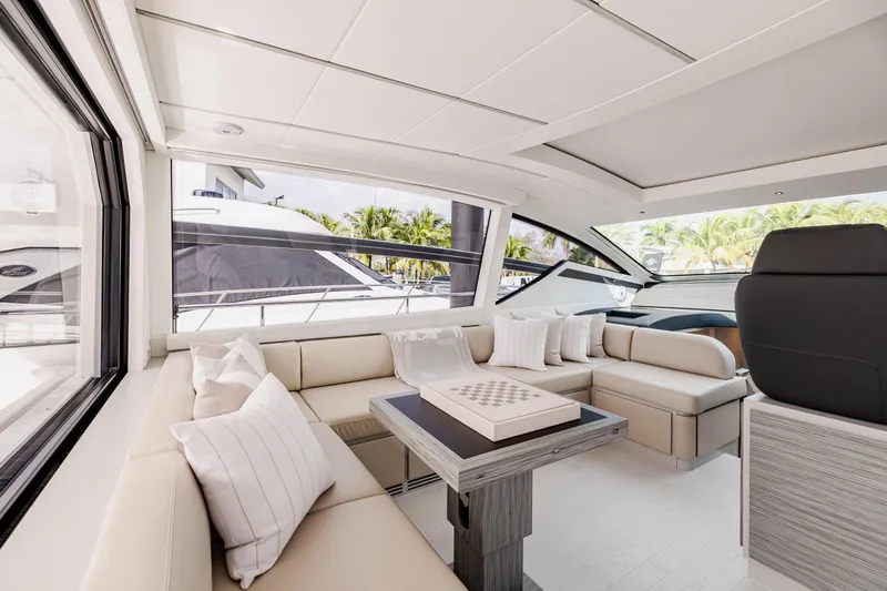 Slide: The Image of Luxurious interior of 2021 Pershing 62 yacht with elegant seating and modern design. - 44
