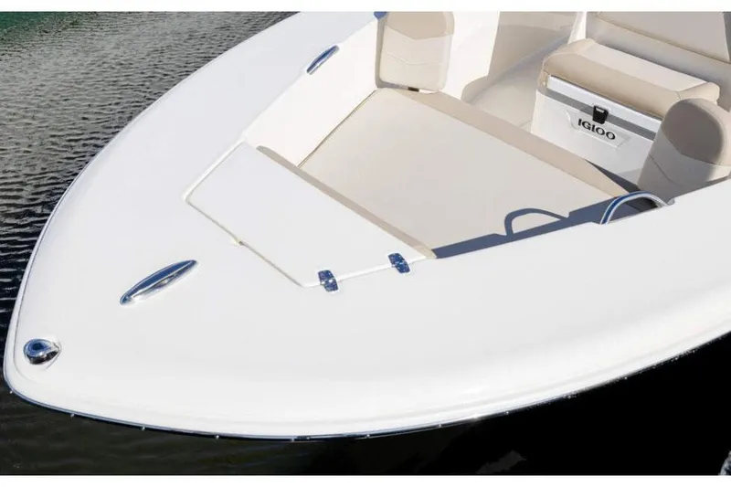 Slide: The Image of Manufacturer Provided Image: 2025 Scout 195 Sportfish boat, sleek white deck, modern design. - 3