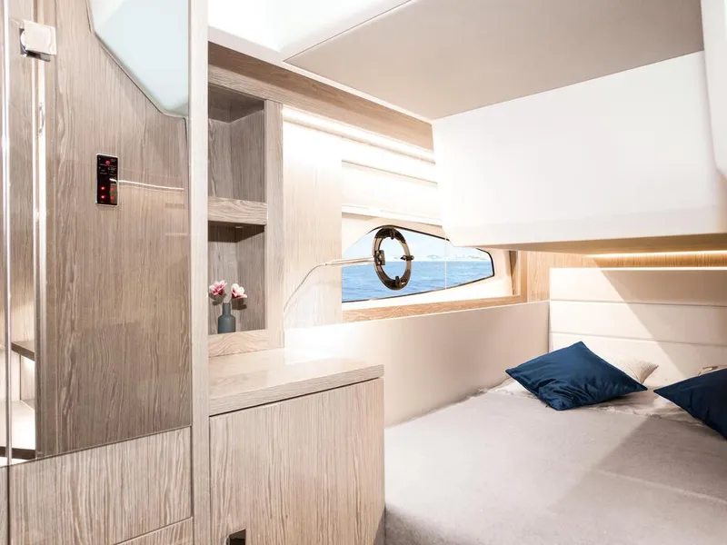 Slide: The Image of Luxurious interior of 2026 Sealine C390 yacht with modern design and ocean view. - 29