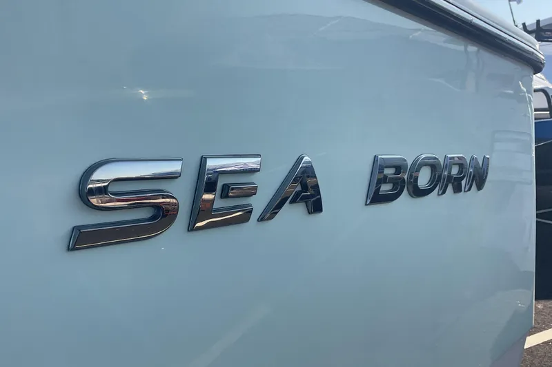 Slide: The Image of 2023 Sea Born SX239 Offshore boat logo on hull. - 23