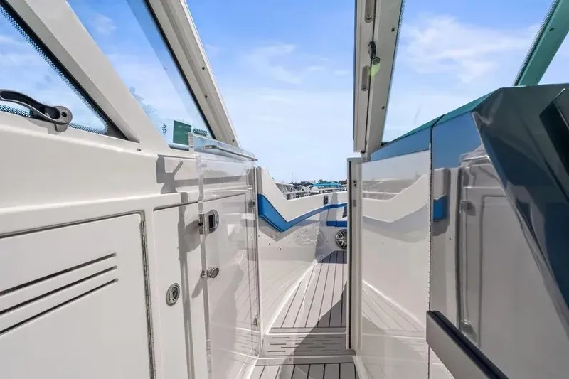 Slide: The Image of 2024 Formula 380 Super Sport Crossover OB boat interior with sleek design and modern features. - 17