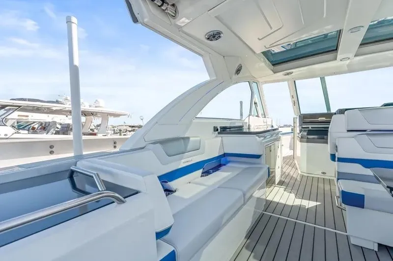 Slide: The Image of 2024 Formula 380 Super Sport Crossover OB interior with sleek seating and modern design. - 48