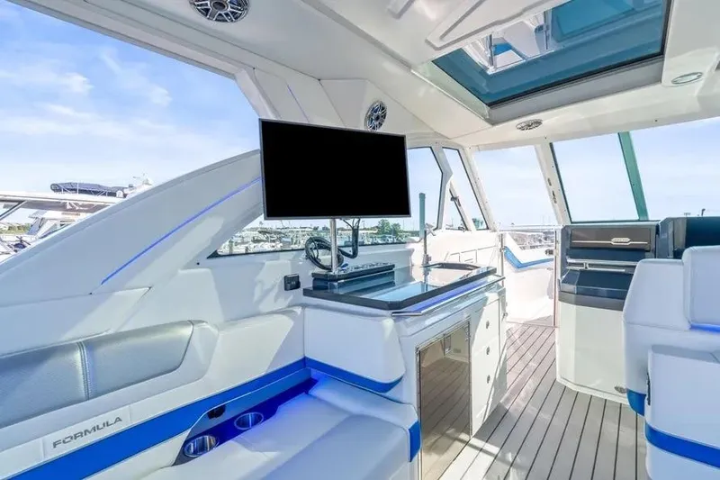 Slide: The Image of Luxurious interior of 2024 Formula 380 Super Sport Crossover OB yacht with modern amenities. - 49