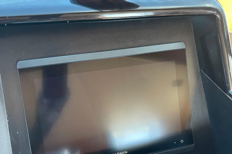 Slide: The Image of Garmin display on 1997 McKinna 48 Pilothouse dashboard, close-up view. - 61