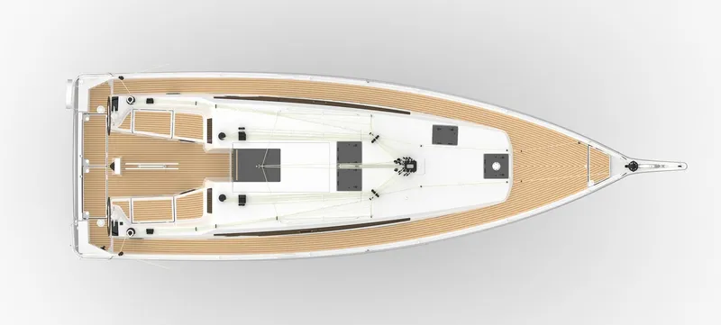 Slide: The Image of Top view of 2026 Jeanneau 410 sailboat with sleek deck design. - 27