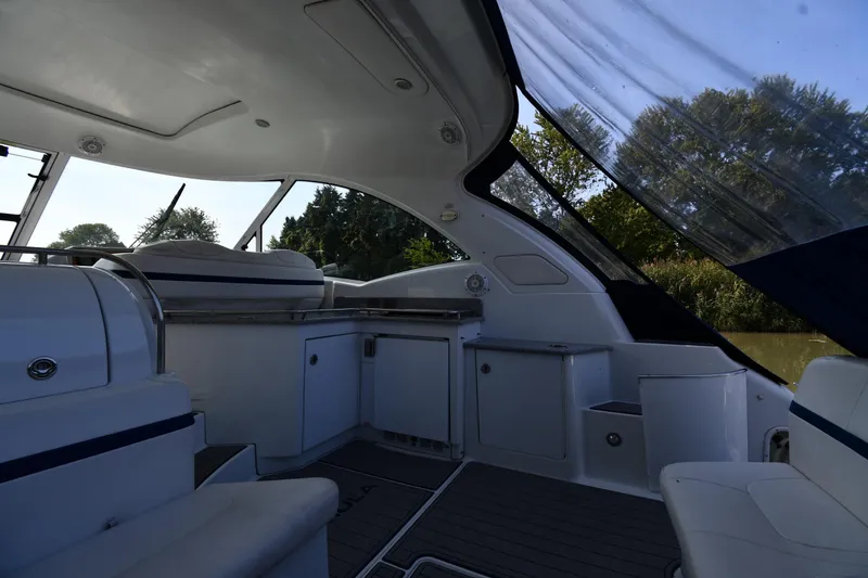 Slide: The Image of Interior view of a 2007 Formula 45 Yacht, featuring sleek design and modern amenities. - 16