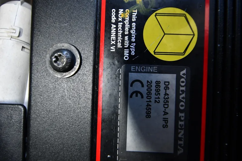Slide: The Image of Close-up of Volvo Penta engine label on 2007 Formula 45 Yacht. - 56