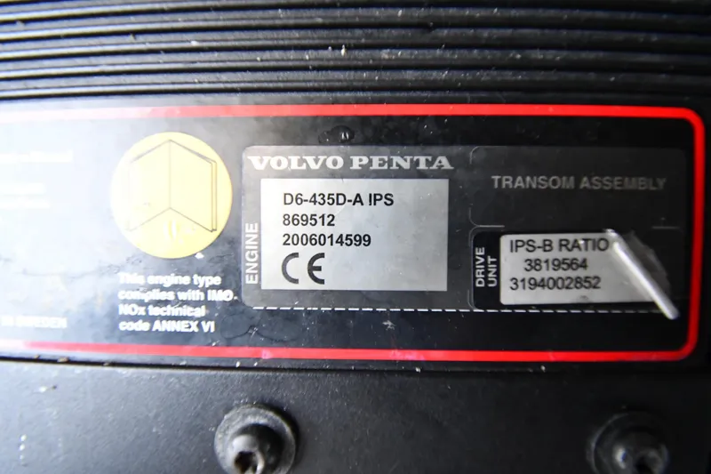 Slide: The Image of Volvo Penta engine label on 2007 Formula 45 Yacht, model D6-435D-A IPS. - 57