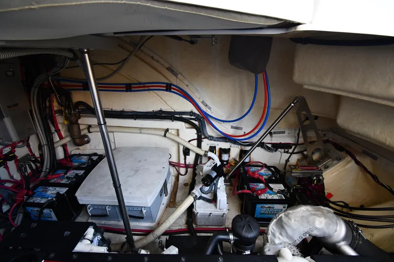 Slide: The Image of Engine room of 2007 Formula 45 Yacht with batteries and wiring. - 59