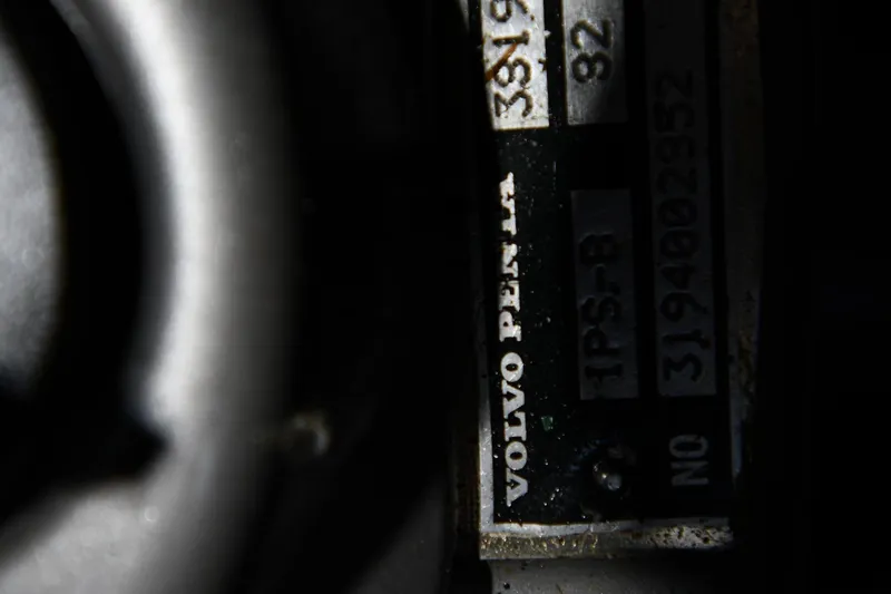 Slide: The Image of Close-up of Volvo Penta engine label on 2007 Formula 45 Yacht. - 62