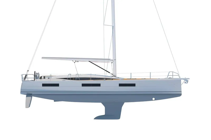 Slide: The Image of 2026 Jeanneau Yachts 60 side view, sleek design, modern sailing yacht. - 20
