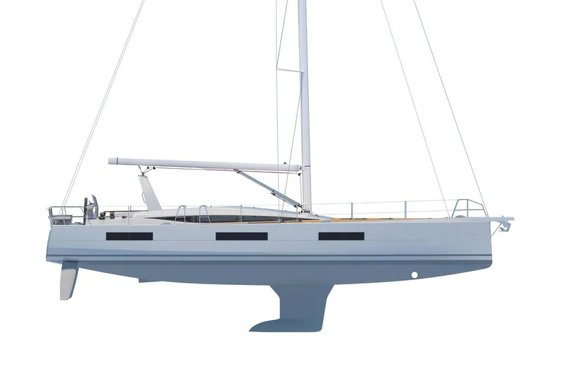 Slide: The Image of 2026 Jeanneau Yachts 60, sleek design, side view, modern sailing yacht. - 21