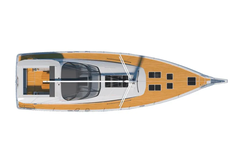 Slide: The Image of Top view of 2026 Jeanneau Yachts 60, showcasing sleek design and spacious deck layout. - 25