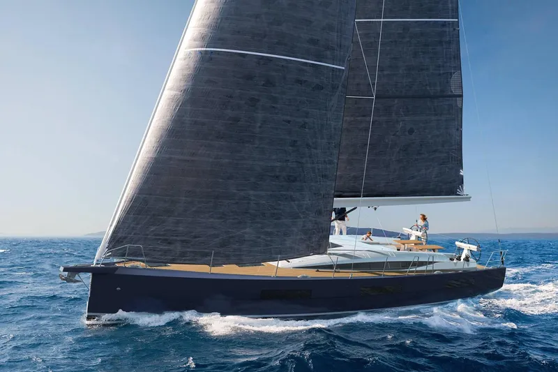 Slide: The Image of 2026 Jeanneau Yachts 60 sailing on open sea with full sails. - 7