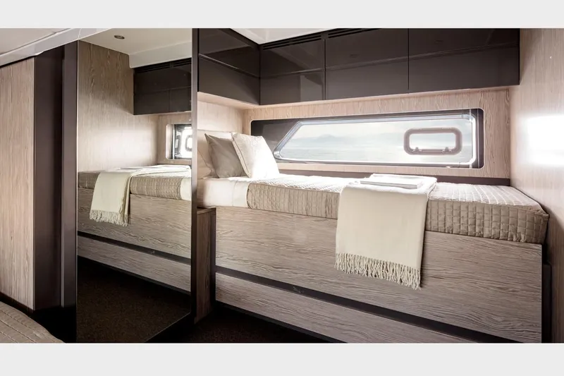 Slide: The Image of Azimut Atlantis 43 yacht, 2016 model, featuring vibrant orange seating and docked at a marina. - 14