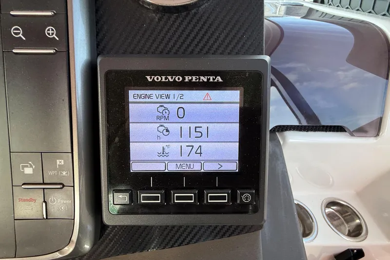 Slide: The Image of Volvo Penta engine display on 2016 Azimut Atlantis 43 yacht dashboard. - 24