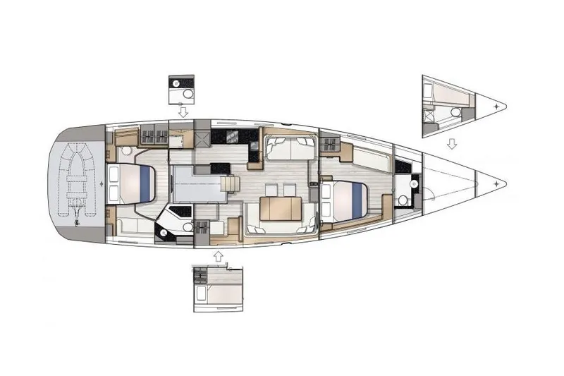Slide: The Image of Floor plan of 2026 Jeanneau 65 yacht, showcasing interior layout and cabin arrangement. - 24