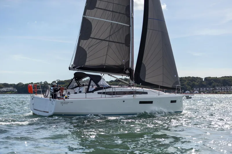 The Image of 2026 Jeanneau Sun Odyssey 380 sailing on open water under clear skies. - 0