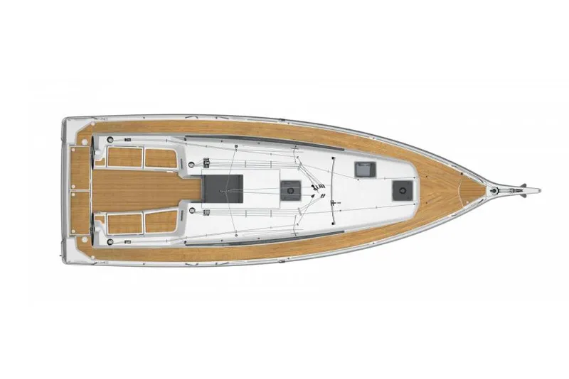 Slide: The Image of Top view of 2026 Jeanneau Sun Odyssey 380 sailboat deck layout. - 17