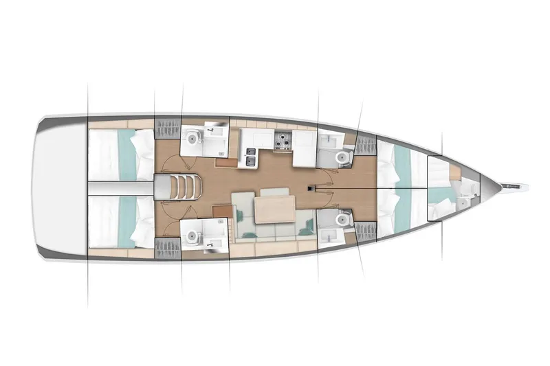 Slide: The Image of 2026 Jeanneau Sun Odyssey 490 yacht interior layout with cabins and living area. - 26