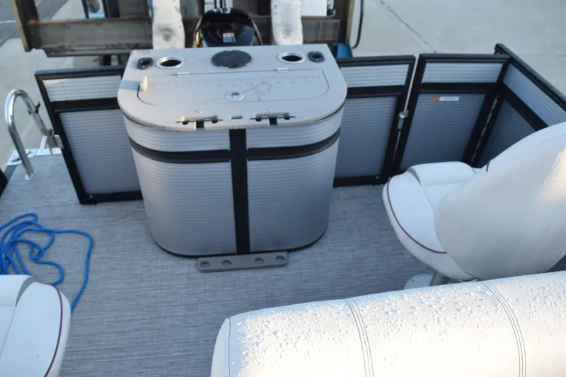 Slide: The Image of 2023 Qwest 818 XRE E Class XRE Fish LT boat interior with seating and fishing station. - 15