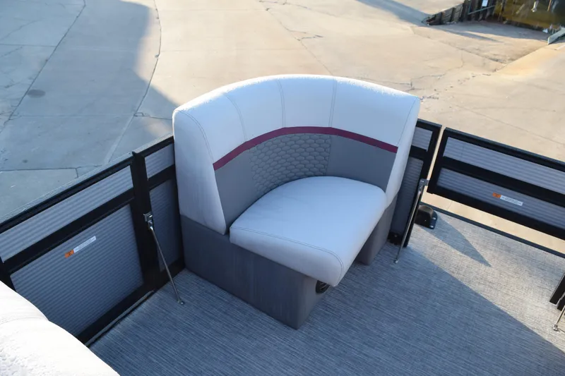 Slide: The Image of 2023 Qwest 818 XRE E Class XRE Fish LT boat seat, gray and white upholstery. - 9