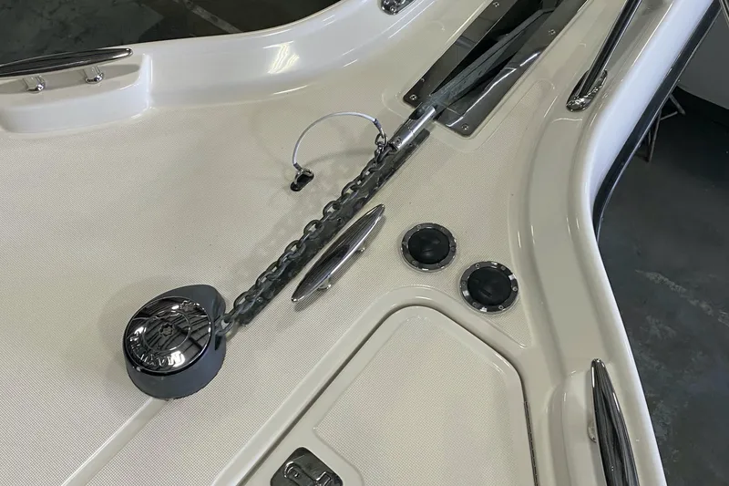 Slide: The Image of 2005 Tiara Yachts 3600 Sovran deck with anchor chain and controls. - 14