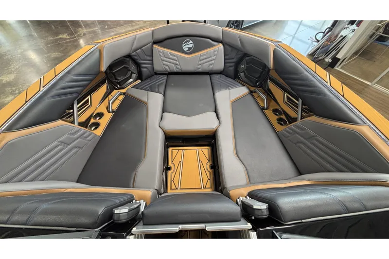 Slide: The Image of Luxurious interior of 2026 Tigé Ultré 25ZX boat with sleek seating and modern design. - 17
