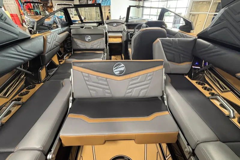 Slide: The Image of Luxurious interior of 2026 Tigé Ultré 25ZX boat with stylish seating and modern design. - 24