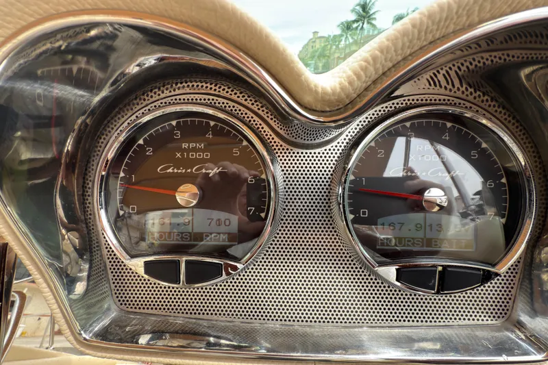 Slide: The Image of Dashboard of 2022 Chris-Craft Launch 35 GT with RPM gauges. - 15