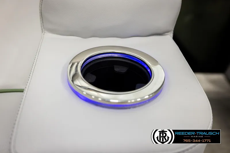 Slide: The Image of Illuminated cup holder on 2026 Avalon LSZ QLS boat seat, featuring sleek design. - 36
