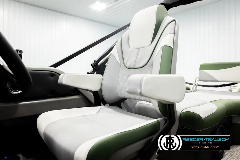 Slide: The Image of Luxurious seating in 2026 Avalon LSZ QLS boat, featuring green and white upholstery. - 39