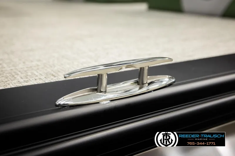 Slide: The Image of Close-up of 2026 Avalon LSZ QLS boat cleat, featuring sleek chrome finish. - 49