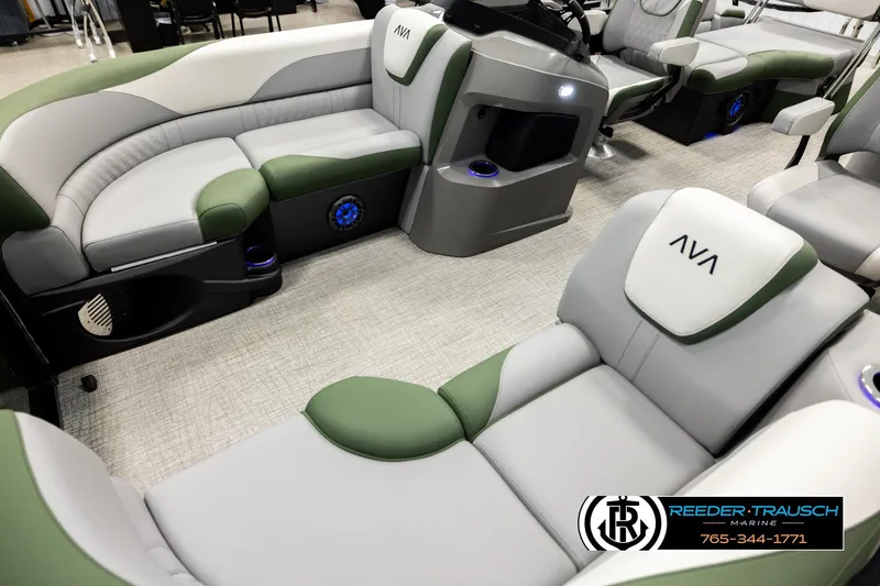 Slide: The Image of Luxurious interior of 2026 Avalon LSZ QLS boat with plush seating and modern design. - 9