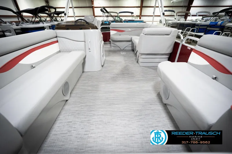 Slide: The Image of 2023 Bennington 20 SV pontoon boat interior with spacious seating and modern design. - 16