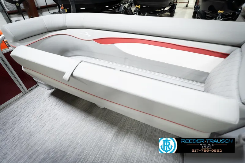Slide: The Image of 2023 Bennington 20 SV boat interior with sleek seating and modern design. - 25