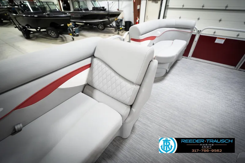 Slide: The Image of 2023 Bennington 20 SV boat interior with luxurious seating and modern design. - 32