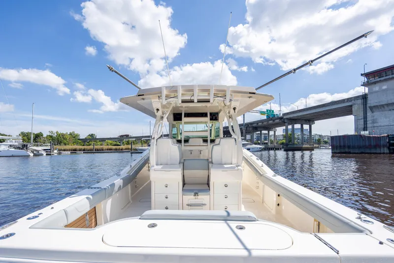 Slide: The Image of Luxurious bathroom interior of 2019 Scout 420 LXF yacht with modern fixtures. - 29