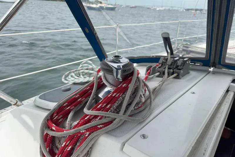 Slide: The Image of Sailboat deck with winch and ropes, Catalina 34 MkII, 1999 model. - 7