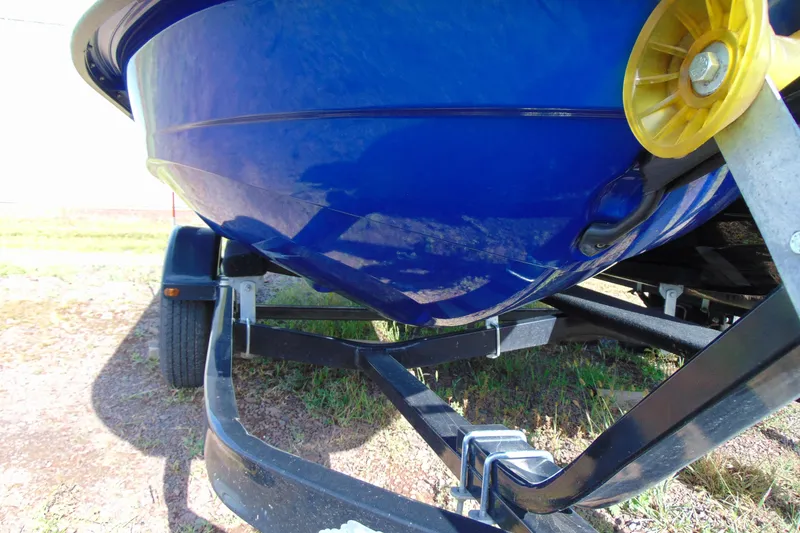 Slide: The Image of 2020 Yamaha WaveRunner GP1800R SVHO on trailer, blue hull, close-up view. - 3