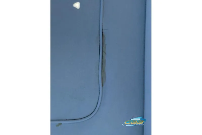 Slide: The Image of Close-up of a 2014 Sea Ray 260 Sundeck with visible upholstery damage. - 32