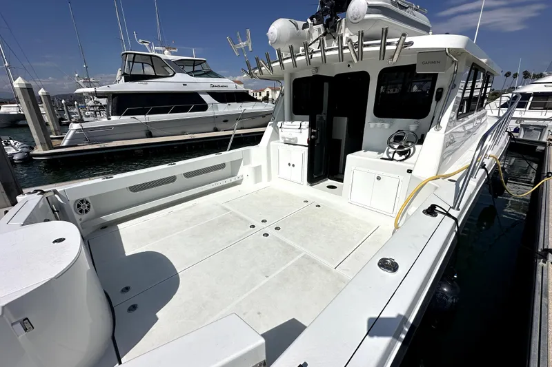 Slide: The Image of Engine compartment of a 2021 Lindell 42/46 boat with Volvo Penta engines. - 21