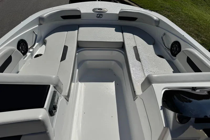 Slide: The Image of 2021 Hurricane SunDeck Sport 185 OB boat interior with spacious seating and modern design. - 2