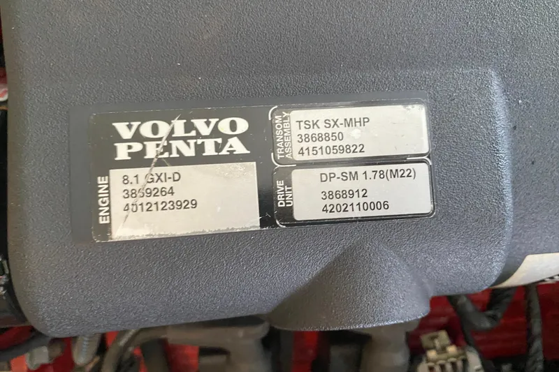 Slide: The Image of Volvo Penta engine label on 2004 Regal Commodore 3560, model 8.1 GXI-D. - 47