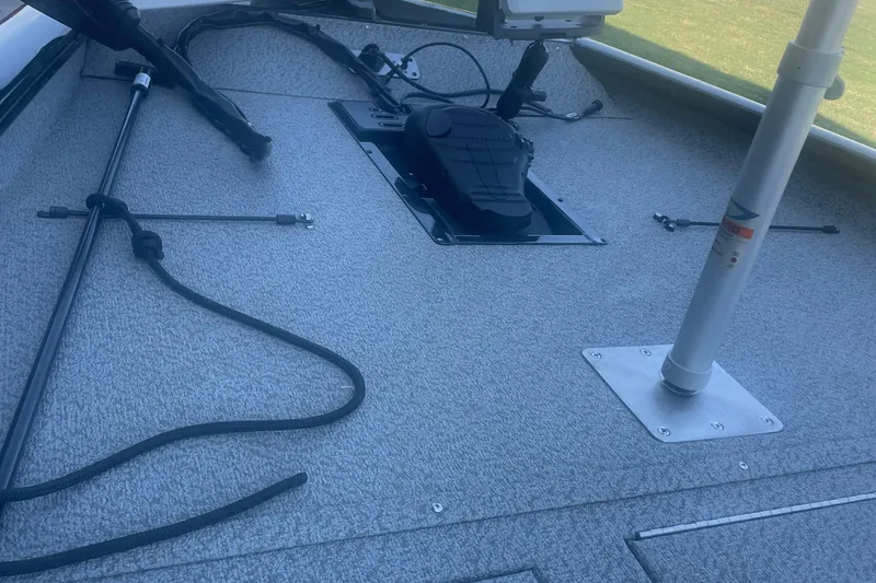 Slide: The Image of 2017 Tracker Pro Team 175 TXW boat deck with mounted equipment and accessories. - 8