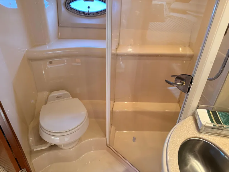 Slide: The Image of Bathroom interior of 2005 Meridian 459 Motoryacht with shower and toilet. - 45